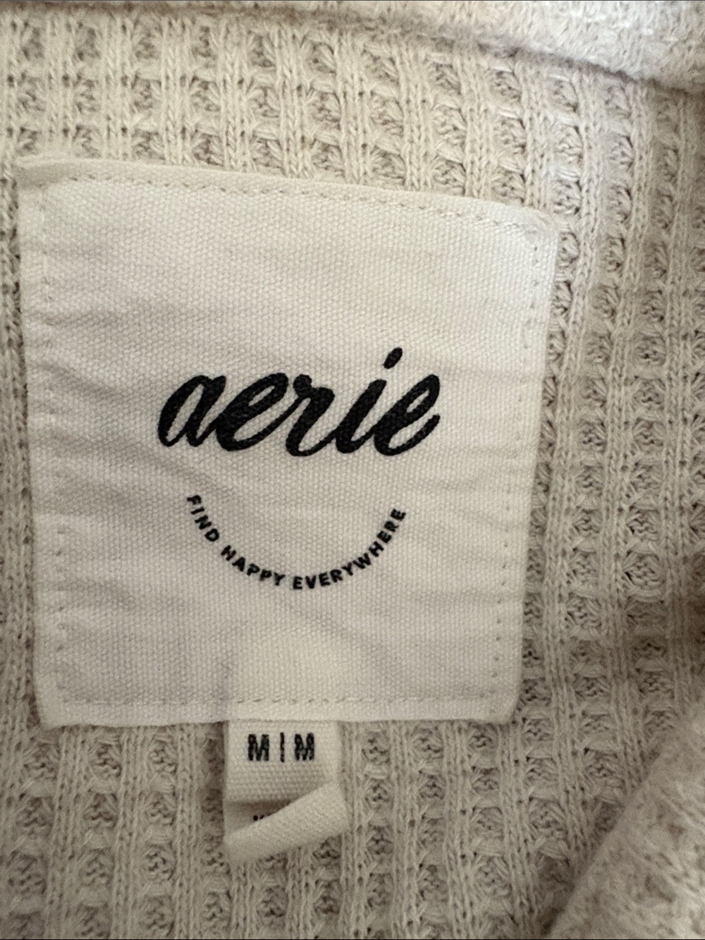 aerie Cream Waffle-Knit Shirt Jacket - Picture 2 of 7